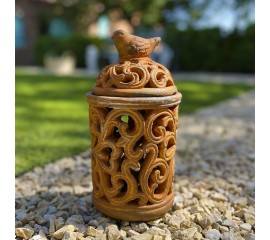 Винтажный терракотовый подсвечник в стиле рустик, круглый, 28 см 