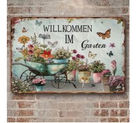 Табличка деревянная "WILLKOMMEN IM Garten" 20х13 см