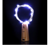 Світлодіодна нитка з пробкою, 20 led, з батарейками, холодне біле