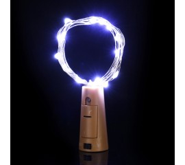 Светодиодная нить с пробкой, 20 led, с батарейками, холодный белый