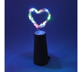 Светодиодная нить с пробкой, 20 led, с батарейками, цветная