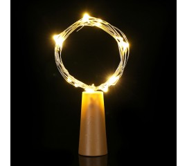 Светодиодная нить с пробкой, 20 led, с батарейками, теплый белый