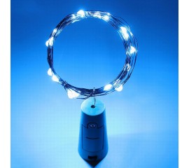 Светодиодная нить с пробкой, 20 led, с батарейками, синий