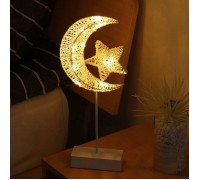 LED "Луна о звездой" -ротанг на подставке 40см