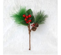 Гілочка сосни з ягідками і шишками 15 см