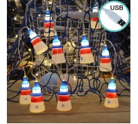 Led гирлянда "Маяки",10 ламп 1,5 м, usb 8 режимов