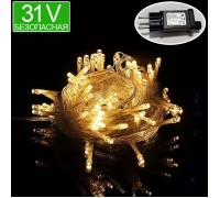 Безопасная led гирлянда "Стринг" теплый белый 100л. 13м. 31V