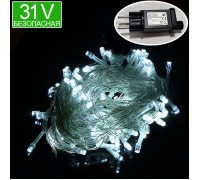 Безопасная led гирлянда "Стринг" холодный белый 100 л, 13 м, 31V