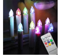 Набор LED свечей на елку, 7 цветов ( RGB), 10 шт, пульт ДУ
