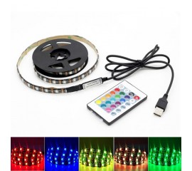Светодиодная подсветка RGB для ТВ, полок, ниш, 2 м, 120led,  пульт ДУ, USB 