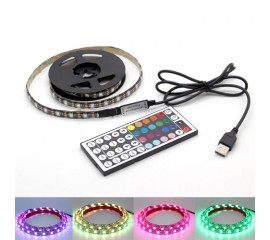 Светодиодная подсветка RGB для ТВ, полок, ниш. 2м, 120led, пульт ДУ-44 кнопки, USB 