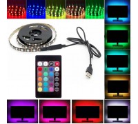 Светодиодная подсветка RGB для ТВ, полок, ниш. 1 м, пульт ДУ, USB 