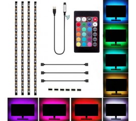 Світлодіодне підсвічування RGB для ТВ, полиць, ніш. 4 х 0,5 м, пульт ДУ, USB