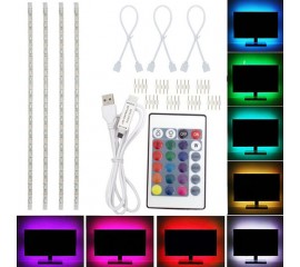 Світлодіодне підсвічування RGB для ТВ, полиць, ніш. 4 х 0,5 м, пульт ДУ, USB - 4423-245
