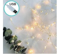 Светодиодная гирлянда "Нить с жемчугом" 5 м, 50 led, usb